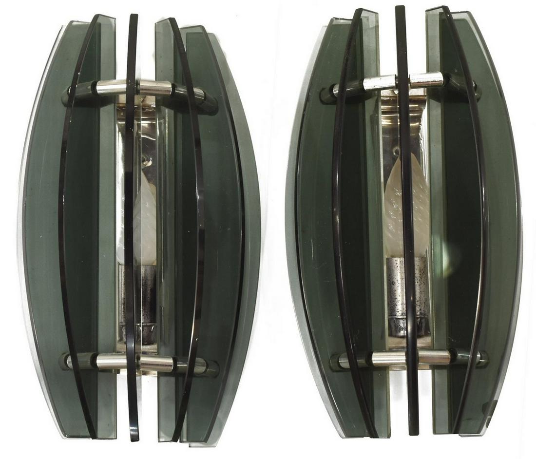 (2) ITALIAN MID-CENTURY MODERN GLASS WALL SCONCES (1 of 1)
