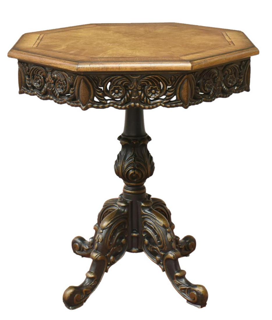 ITALIAN BURLWOOD SIDE/ LAMP PEDESTAL TABLE (1 of 3)