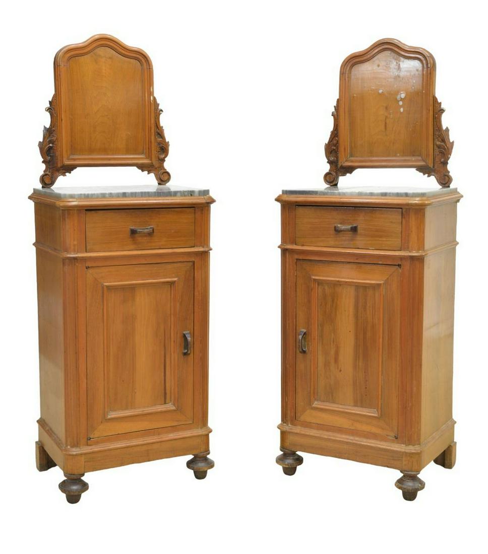 (2) LOUIS PHILIPPE MARBLE-TOP BEDSIDE CABINETS (1 of 6)