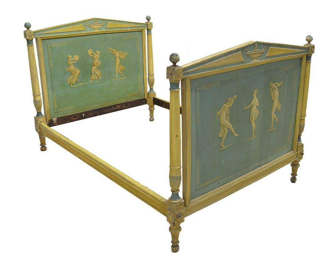 FRENCH DIRECTOIRE STYLE PAINT DECORATED BED (1 of 3)