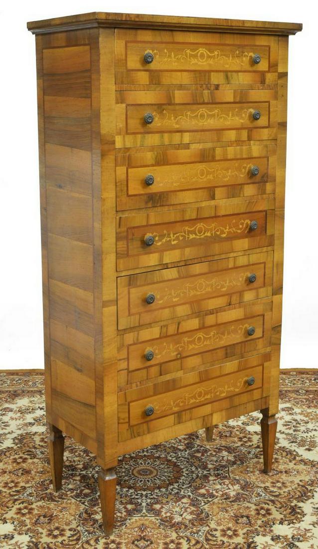 ITALIAN PATCHWORK MARQUETRY TALL CHEST OF DRAWERS (1 of 5)