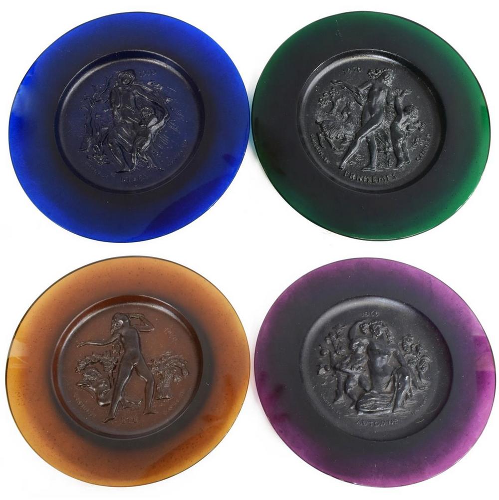 (4) FRENCH DAUM PATE DE VERRE FOUR SEASONS PLATES (1 of 5)