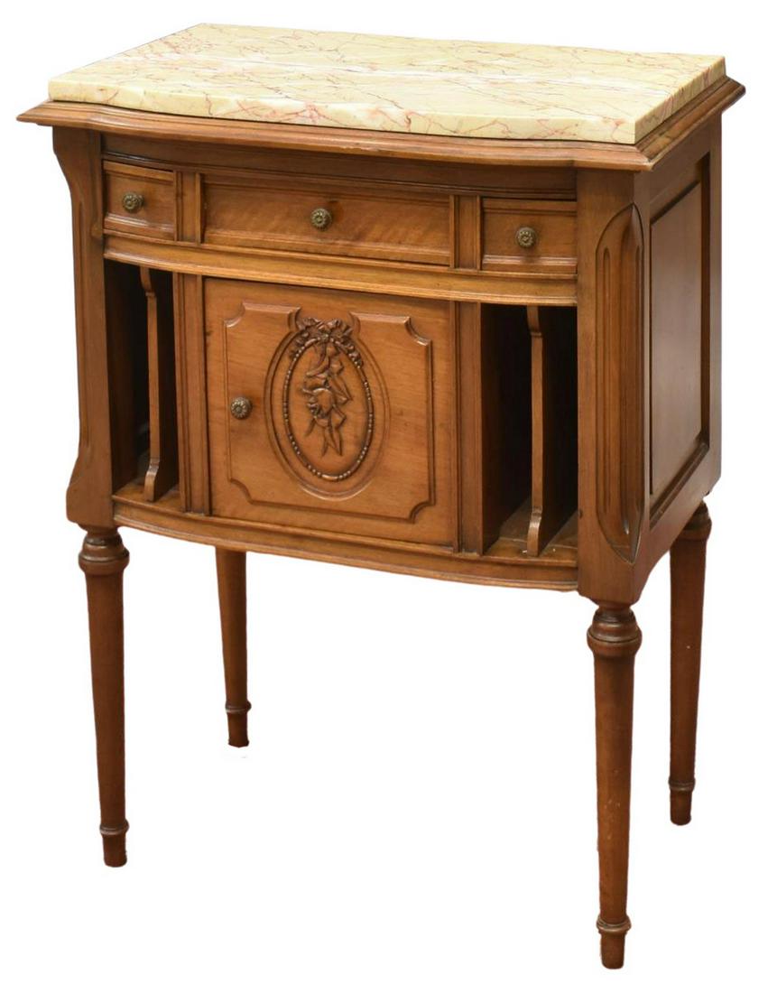 FRENCH LOUIS XVI STYLE MARBLE-TOP NIGHTSTAND (1 of 6)