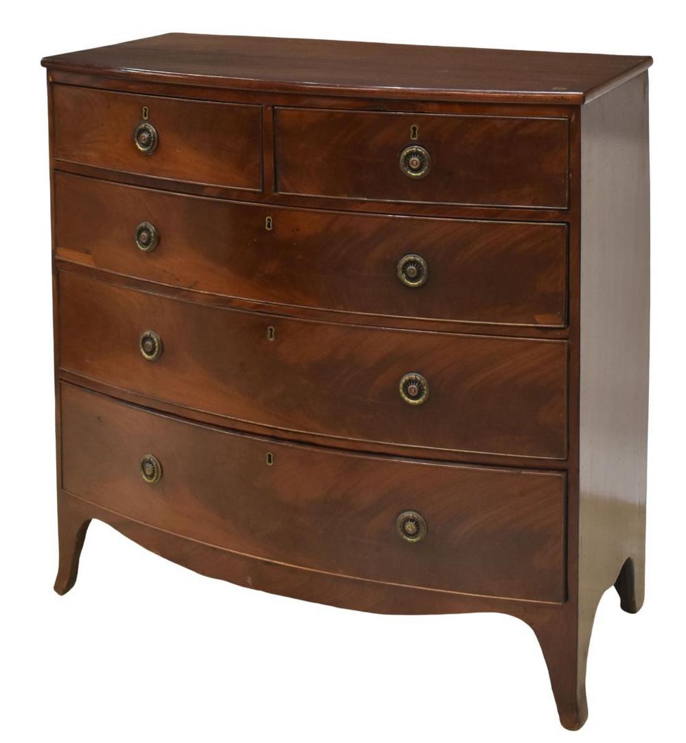 ENGLISH GEORGIAN MAHOGANY BOWFRONT CHEST (1 of 5)