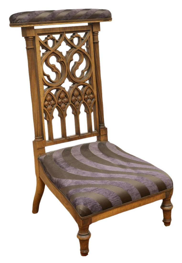 FRENCH GOTHIC REVIVAL WALNUT PRIE-DIEU KNEELER (1 of 3)