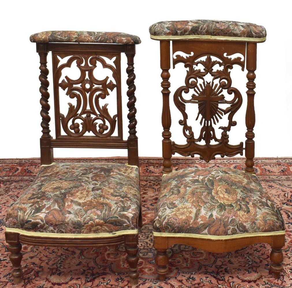 (2) FRENCH CARVED PRIE-DIEU PRAYER CHAIRS (1 of 2)