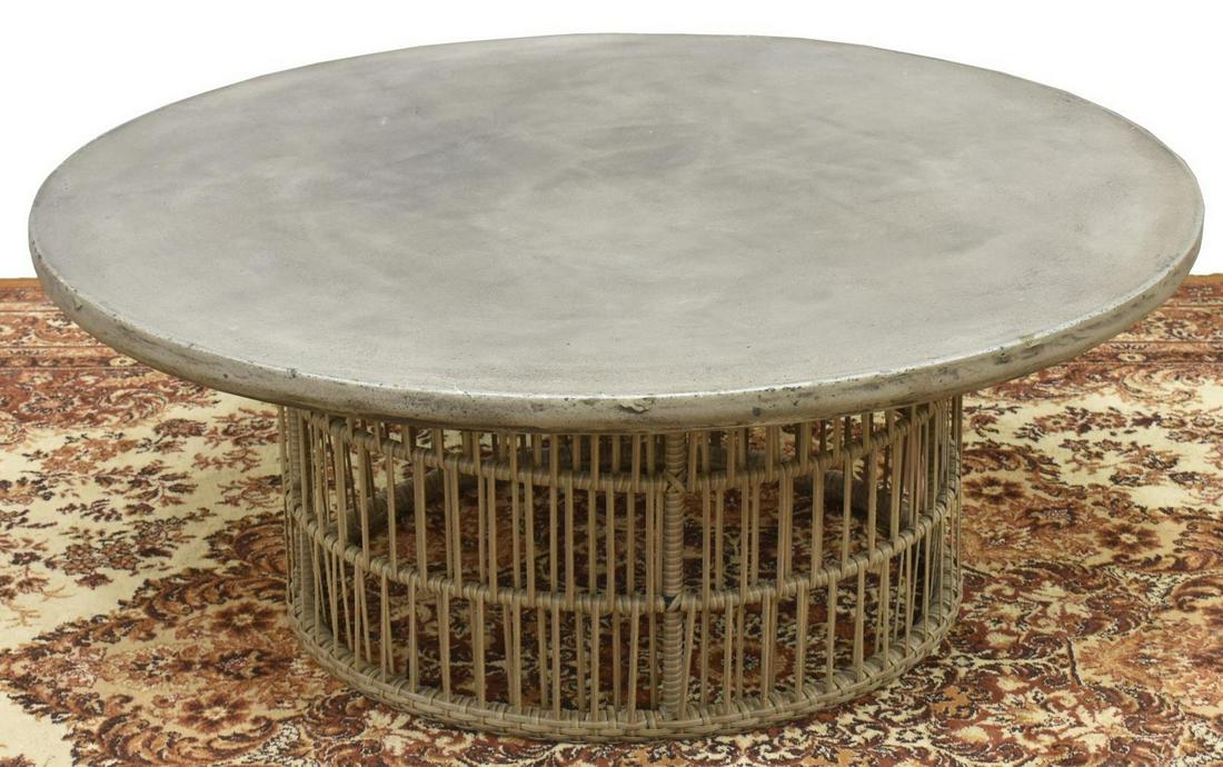 CONTEMPORARY SLATE GREY RATTAN ROUND COFFEE TABLE (1 of 3)