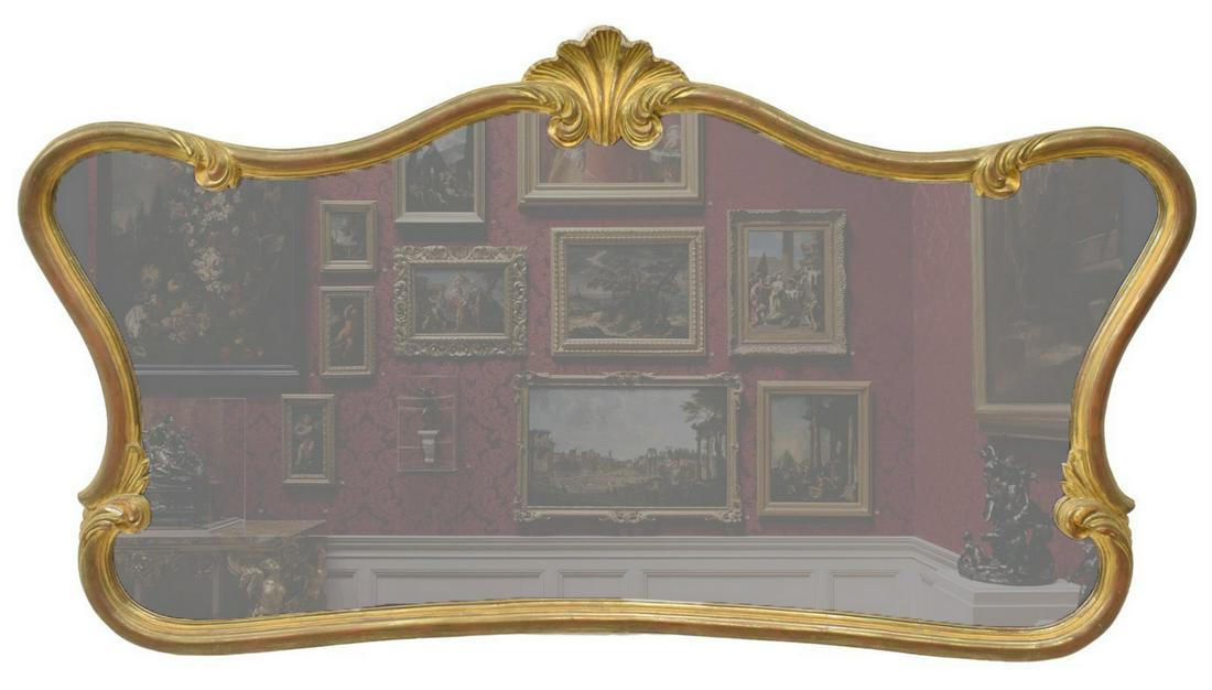 FRENCH LOUIS XV STYLE SHAPED GILT WALL MIRROR (1 of 3)