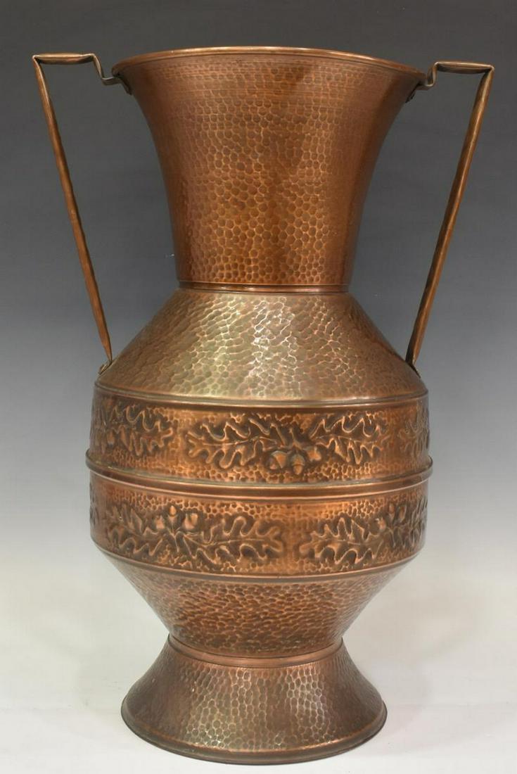 ITALIAN HAMMERED COPPER FLORAL AMPHORA VESSEL (1 of 4)