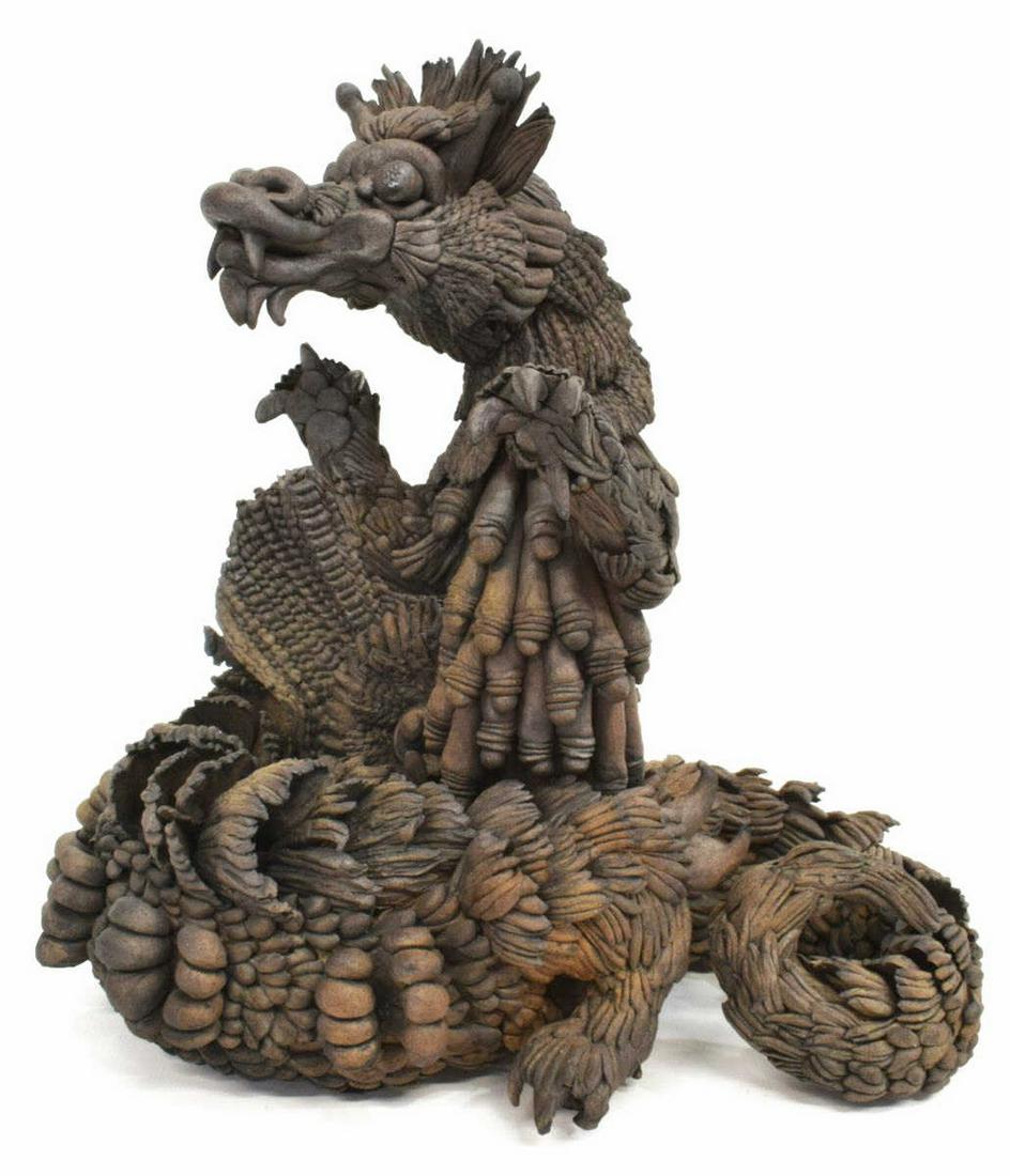 BLACK CLAY CHINESE STANDING DRAGON (1 of 6)