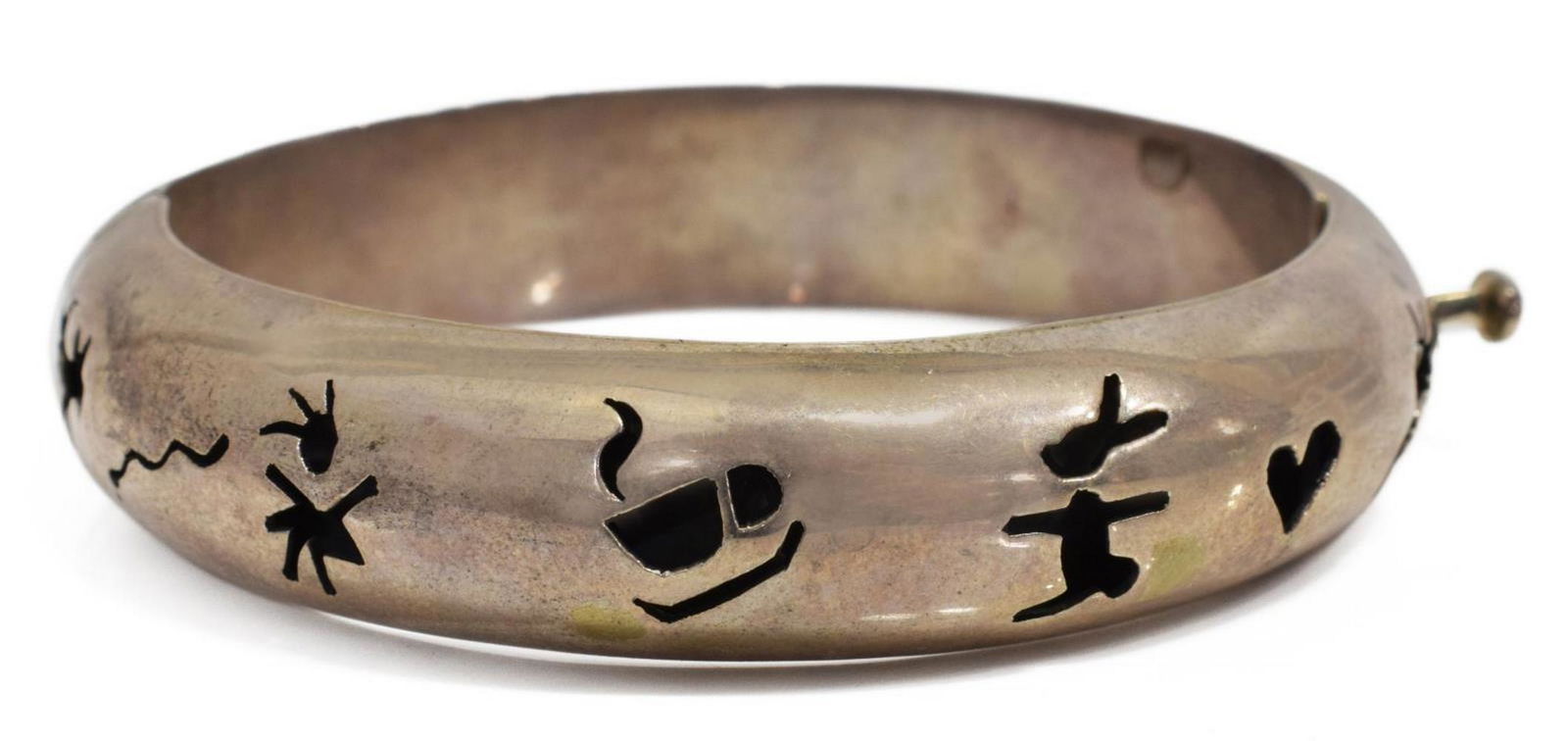 STERLING CUT-OUT HINGED BANGLE BRACELET (1 of 6)