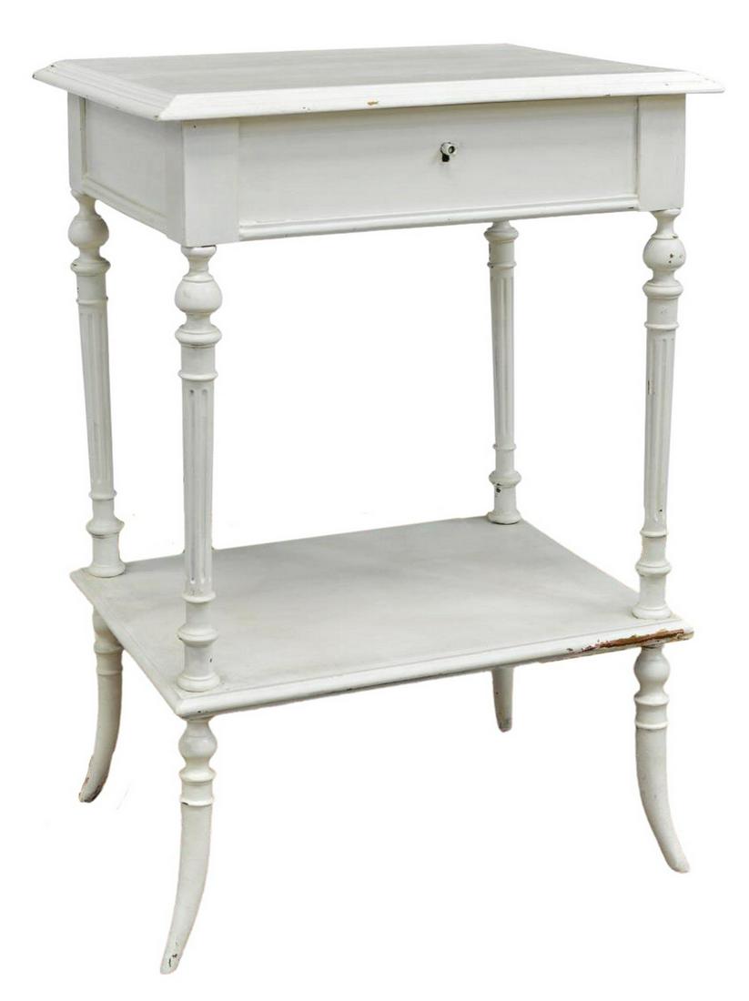 FRENCH PAINTED SIDE TABLE W/ HINGED TOP (1 of 5)