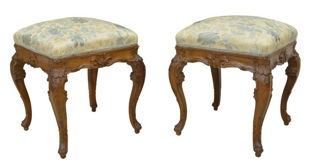 (2) ITALIAN LOUIS XV STYLE UPHOLSTERED OTTOMANS (1 of 3)