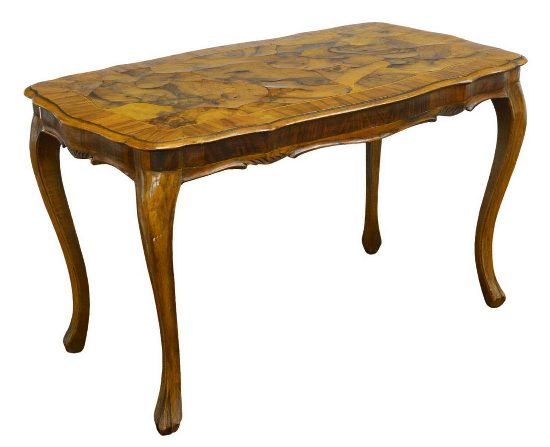 VENETIAN PATCHWORK BURLED WALNUT COFFEE TABLE (1 of 4)