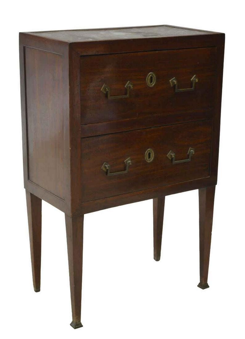 FRENCH MARBLE-TOP MAHOGANY BEDSIDE CABINET (1 of 5)