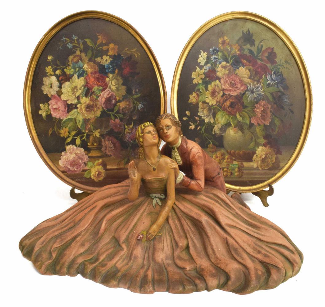 (3) ITALIAN DECORATIVE ITEMS FIGURES & PAINTINGS (1 of 4)