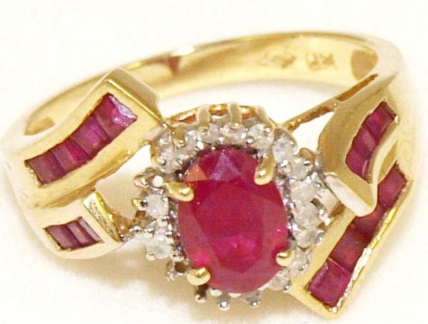 LADIES 14KT YELLOW GOLD, RUBY, & DIAMOND RING - 2