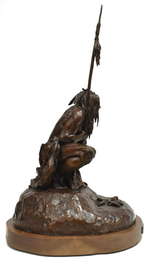 SCOTT ROGERS (B.1961) BRONZE 'A STALKING MOON': Bronze sculpture, "A Stalking Moon," signed in cast D.S. Rogers (David Scott Rogers, Texas, Utah, b.1961), dated 1990, numbered 1/ 30, Hoka Hey foundry mark, Stephenville, Texas, mounted on a rotating