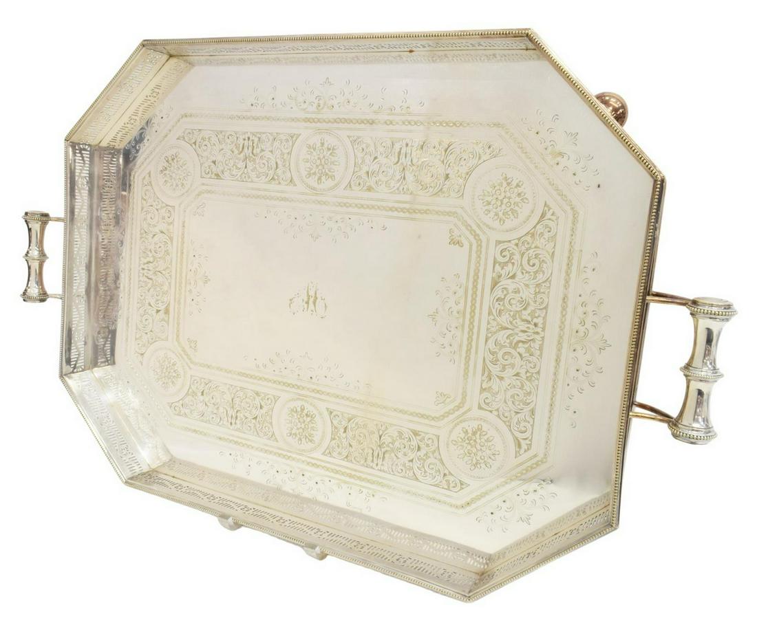 LARGE COOPER BROTHERS SILVER PLATE SERVICE TRAY (1 of 4)