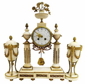 (3) LOUIS XVI STYLE MARBLE CLOCK & GARNITURES (1 of 8)