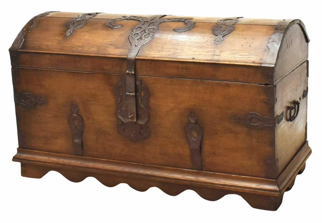 CONTINENTAL IRON-BOUND OAK DOME TOP TRUNK (1 of 5)