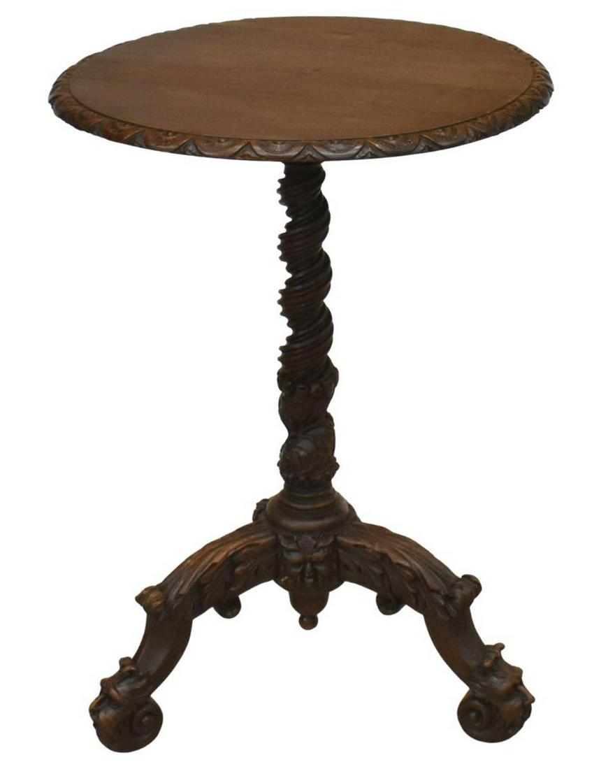 FRENCH CARVED WALNUT PEDESTAL TABLE (1 of 3)