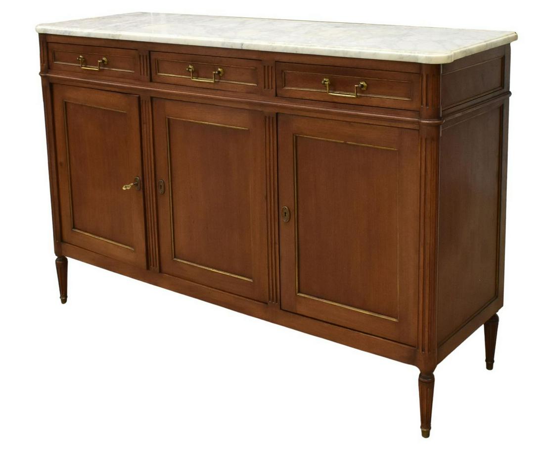 LOUIS XVI STYLE MARBLE-TOP MAHOGANY SIDEBOARD (1 of 6)