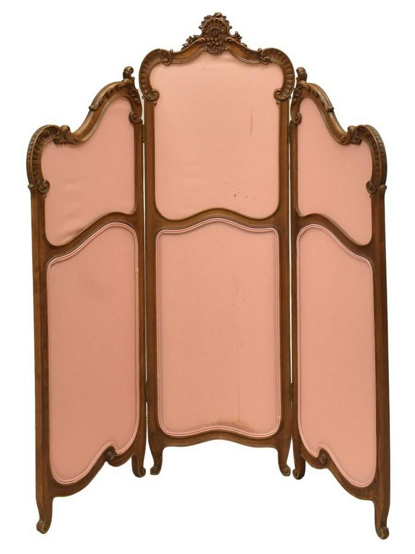 PETITE FRENCH LOUIS XV STYLE WALNUT FOLDING SCREEN (1 of 2)
