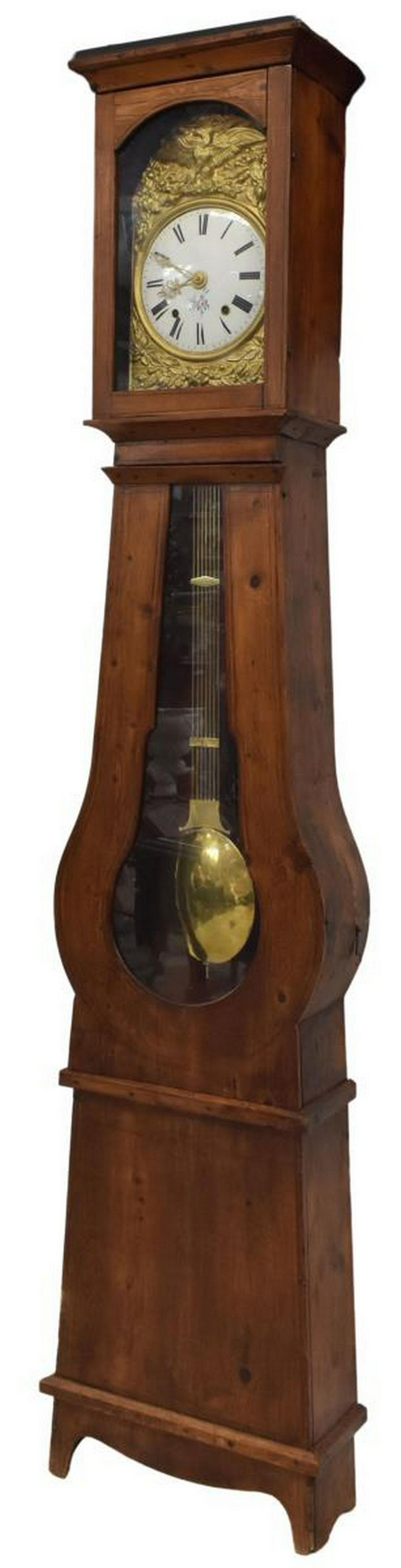 FRENCH PROVINCIAL MORBIER PINE LONG CASE CLOCK (1 of 5)