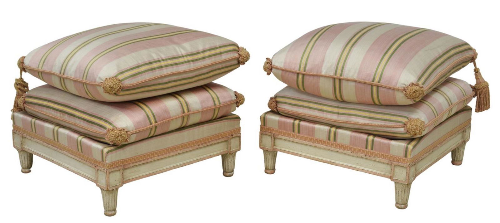 (2) FRENCH LOUIS XVI STYLE FOOTSTOOLS & PILLOWS (1 of 4)