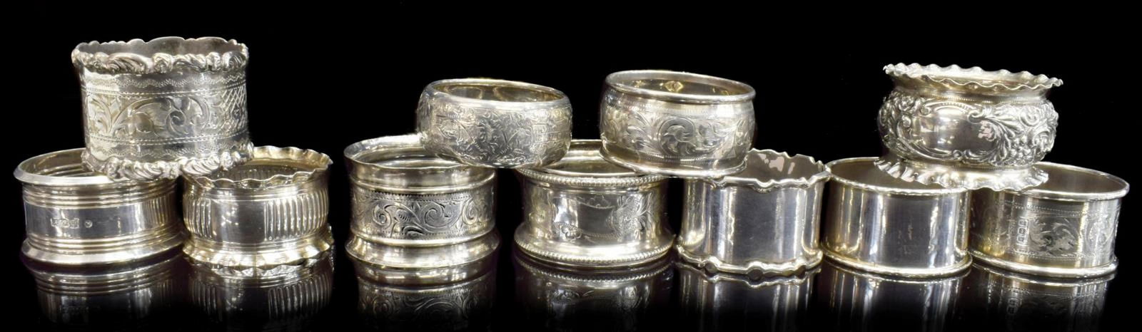 (11) ENGLISH STERLING SILVER NAPKIN RINGS (1 of 5)