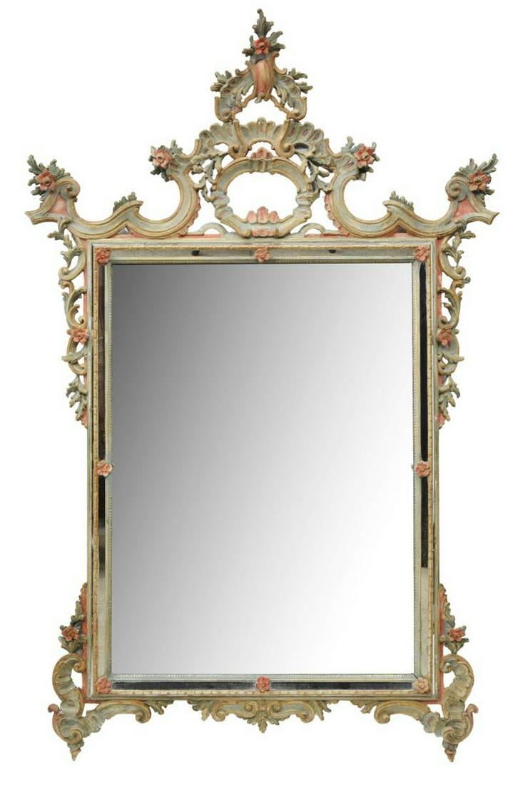 FRENCH LOUIS XV STYLE POLYCHROME MIRROR (1 of 3)