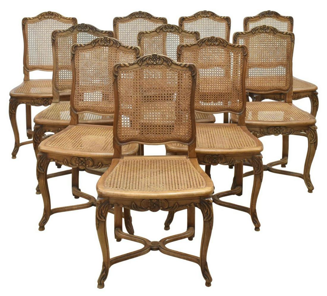 (10) FRENCH LOUIS XV STYLE CANE DINING CHAIRS (1 of 2)