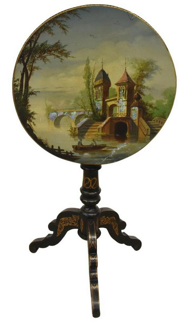 VICTORIAN MOTHER OF PEARL PAPIER-MACHE TABLE (1 of 4)