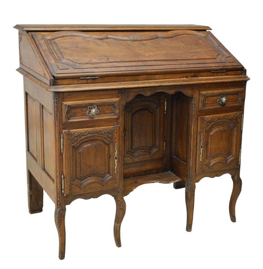 FRENCH LOUIS XV STYLE OAK SLANT-FRONT DESK (1 of 6)