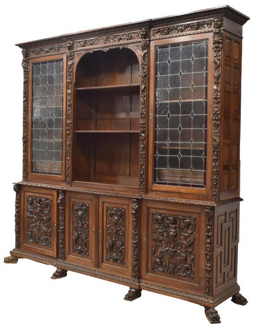 FINE SPANISH RENAISSANCE REVIVAL CARVED BOOKCASE (1 of 6)
