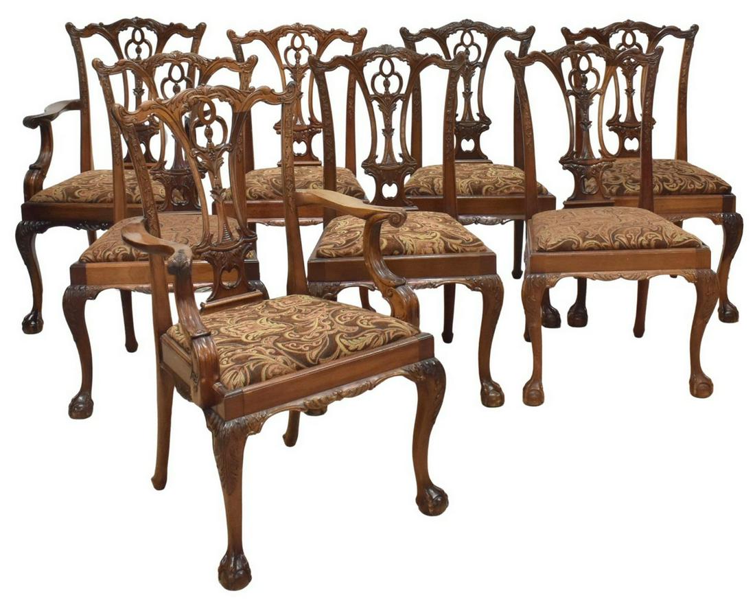 (8) CHIPPENDALE STYLE MAHOGANY DINING CHAIRS (1 of 2)