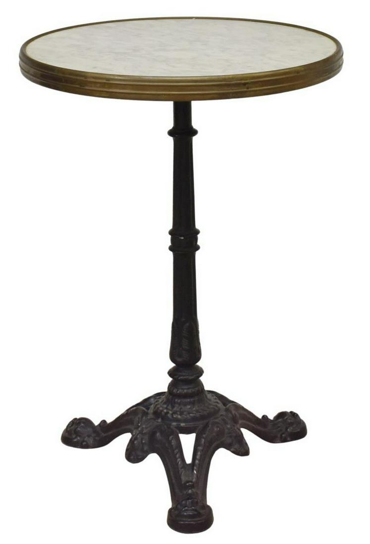 FRENCH PARISIAN MARBLE-TOP CAST IRON BISTRO TABLE (1 of 3)