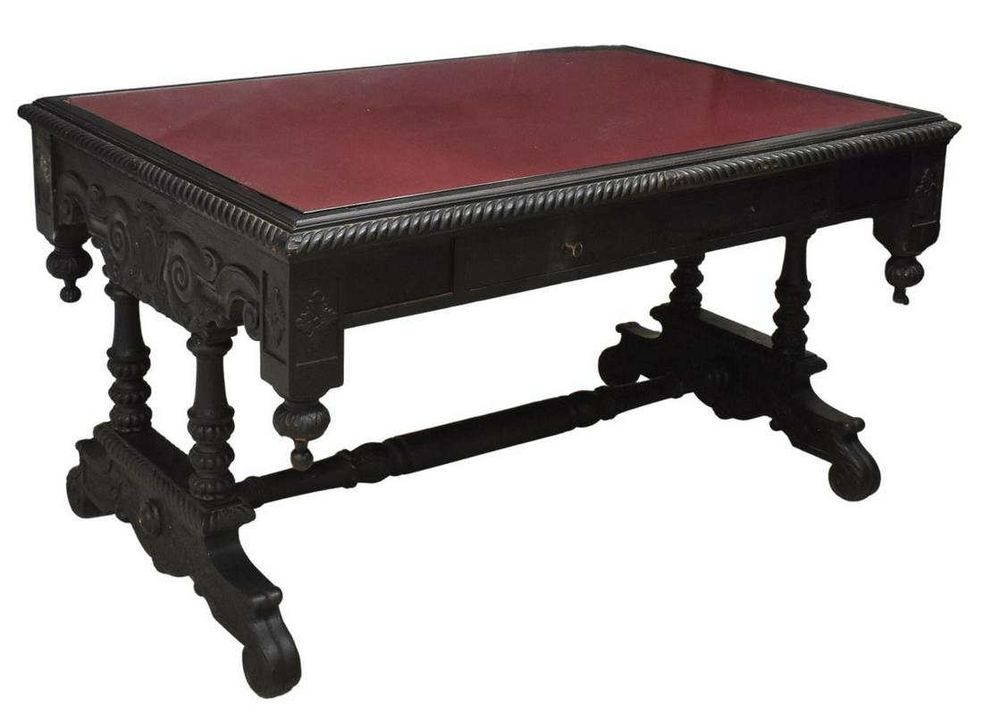 SPANISH BAROQUE STYLE EBONIZED WRITING DESK (1 of 5)