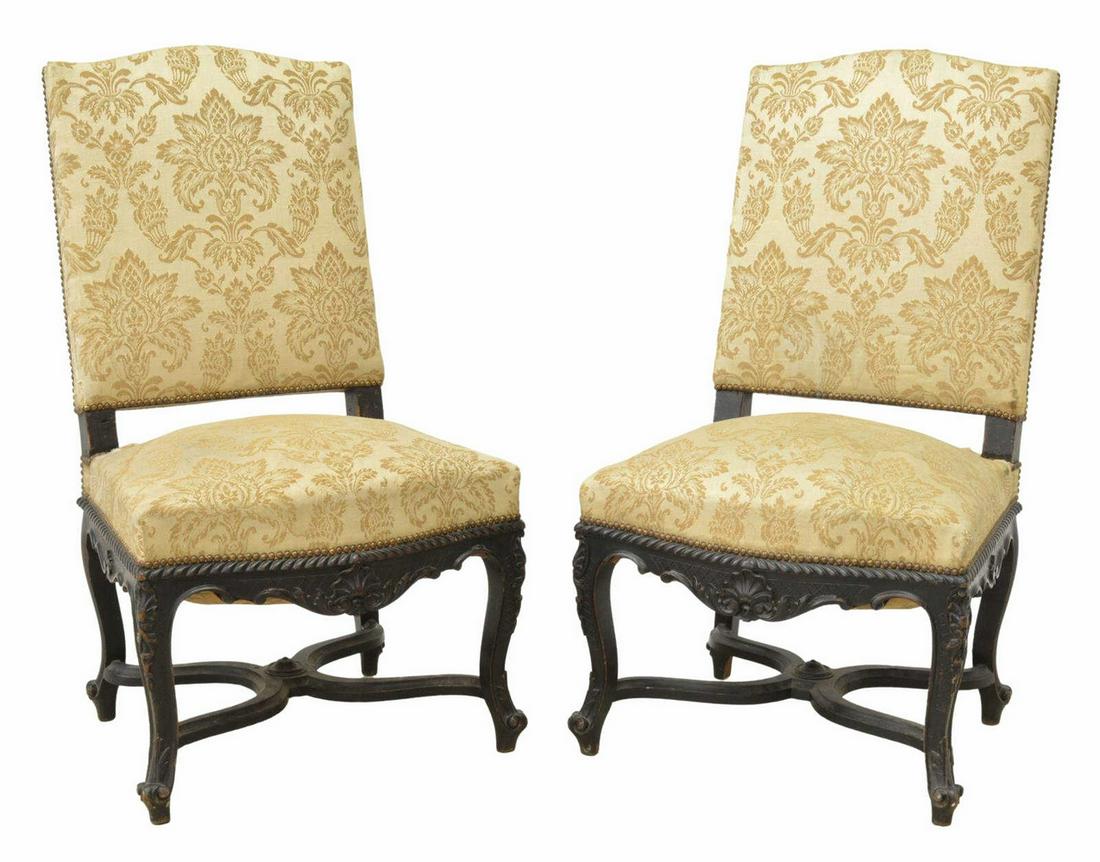(2) FRENCH LOUIS XV STYLE UPHOLSTERED SIDE CHAIRS (1 of 2)