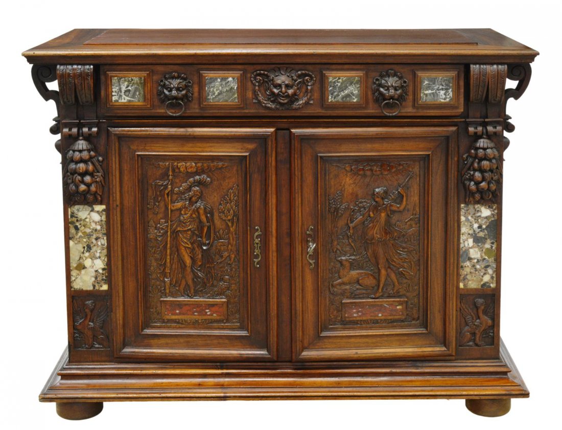FINE RENAISSANCE REVIVAL CARVED WALNUT SIDEBOARD (1 of 7)
