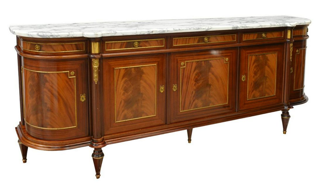 LOUIS XVI STYLE MARBLE-TOP MAHOGANY SIDEBOARD (1 of 7)