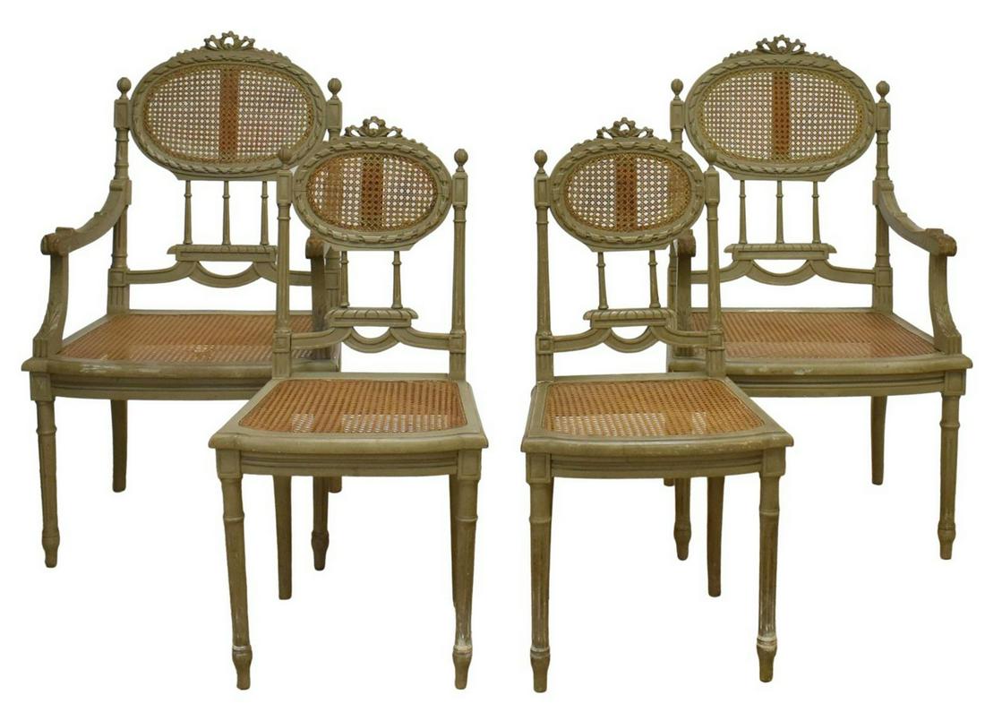 (4) FRENCH LOUIS XVI STYLE CANED ARM & SIDE CHAIRS (1 of 3)