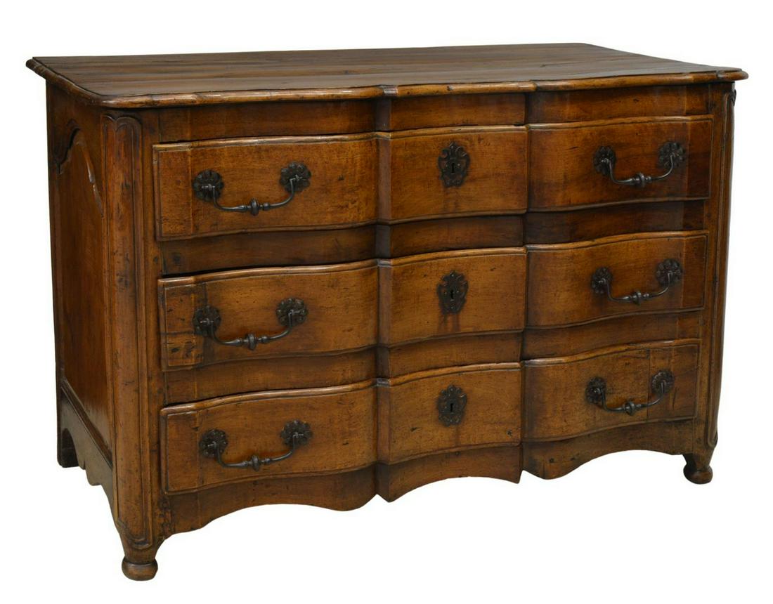 FRENCH LOUIS XV WALNUT COMMODE EN ARBALETE 18TH C. (1 of 5)