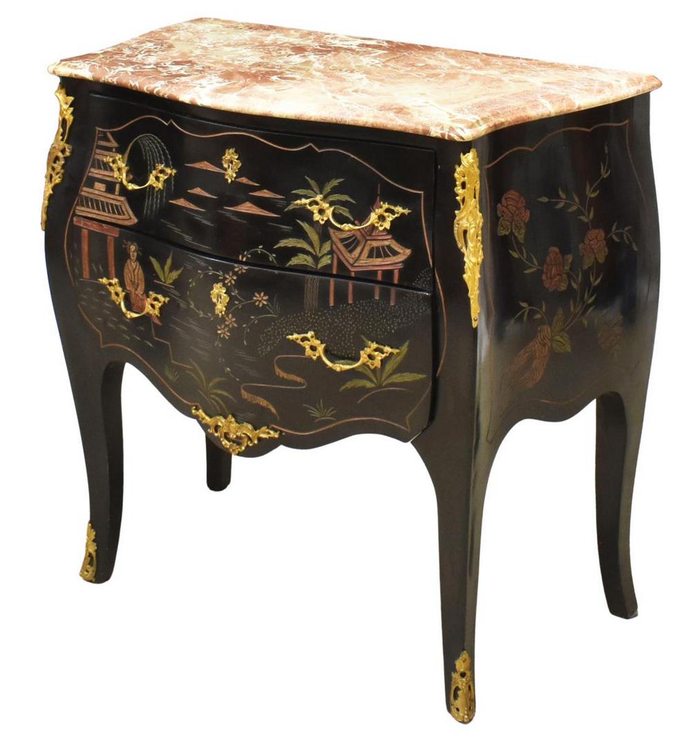 LOUIS XV STYLE MARBLE-TOP CHINOISERIE COMMODE (1 of 6)