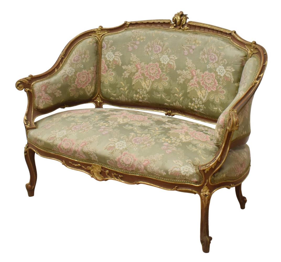 LOUIS XV STYLE PARCEL GILT UPHOLSTERED SETTEE SOFA (1 of 3)