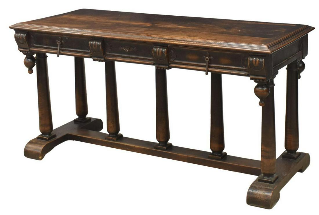 FRENCH HENRI II STYLE WALNUT LIBRARY TABLE DESK (1 of 6)