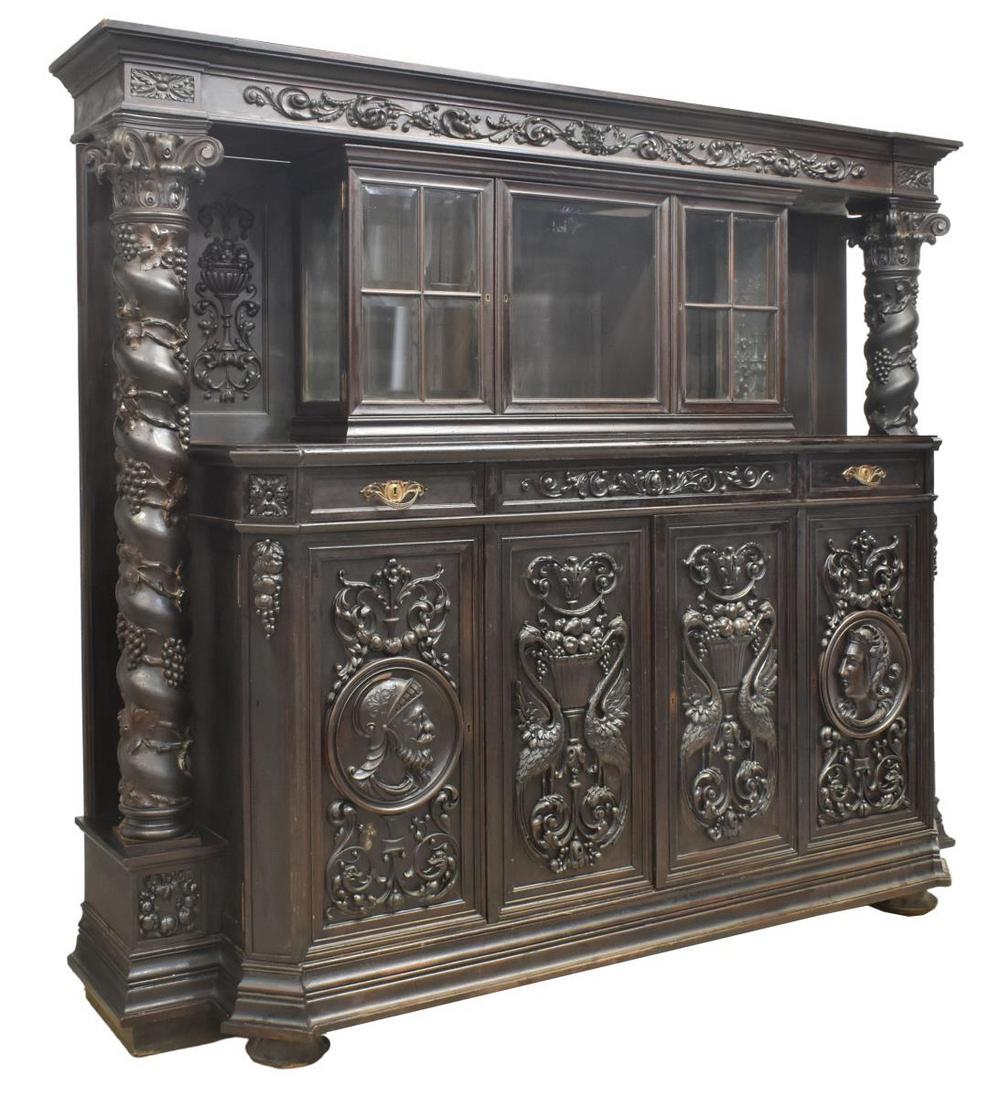 SPANISH RENAISSANCE REVIVAL WELL-CARVED SIDEBOARD (1 of 6)