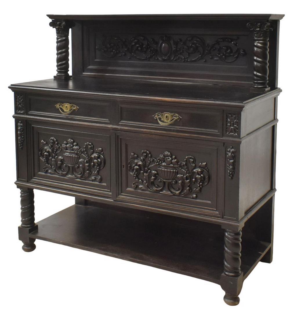 SPANISH RENAISSANCE REVIVAL EBONIZED SIDEBOARD (1 of 6)