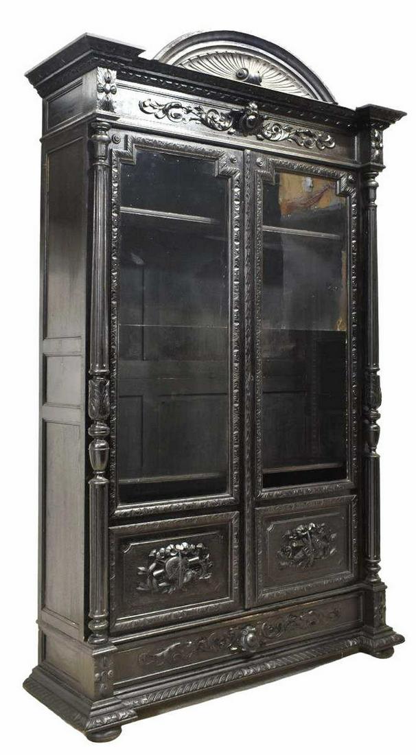 SPANISH RENAISSANCE REVIVAL EBONZIED BOOKCASE (1 of 5)
